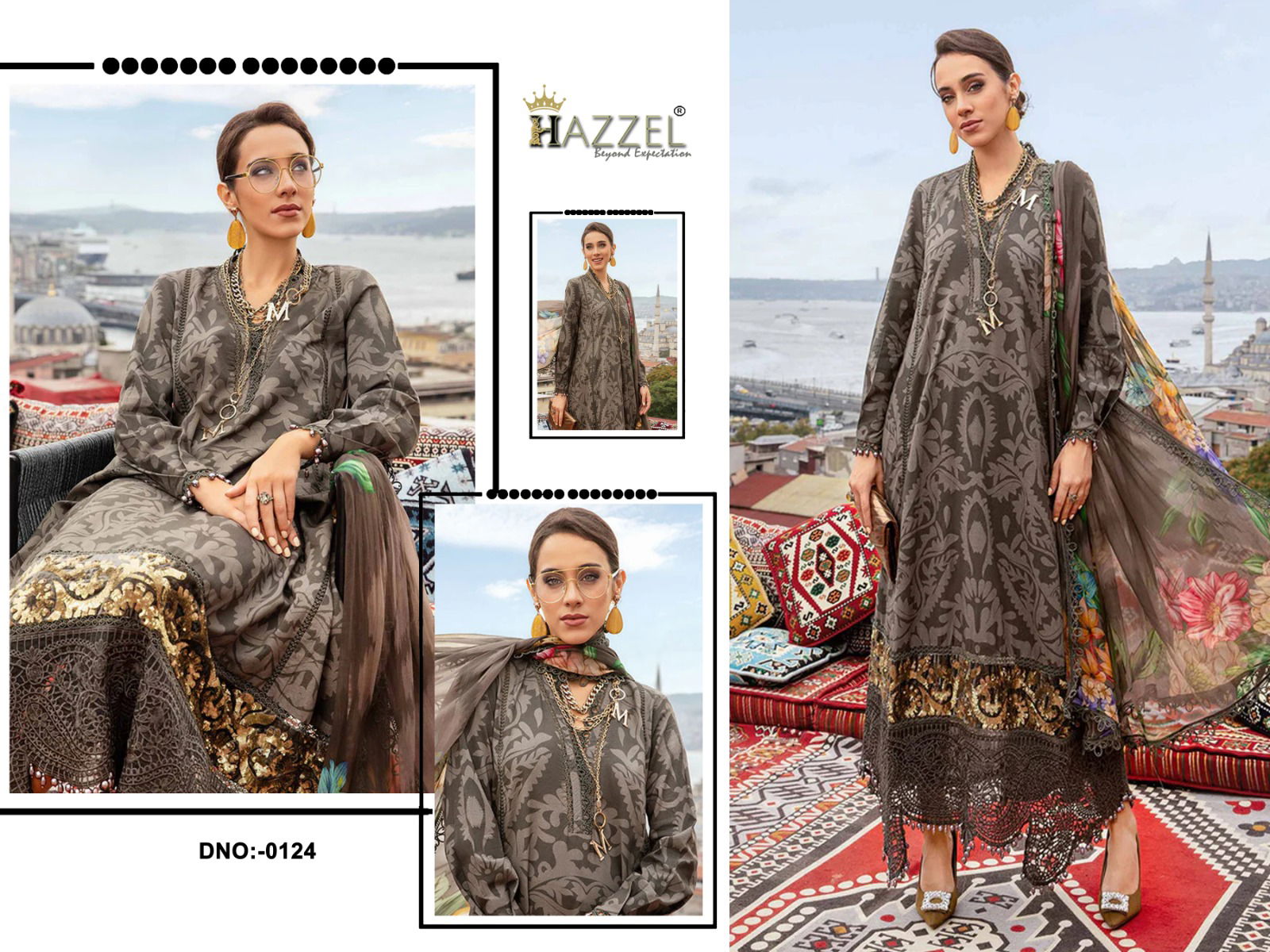 0124 Hazzel Embroidery Patch  Cotton Pakistani Suits Wholesale Shop In Surat
